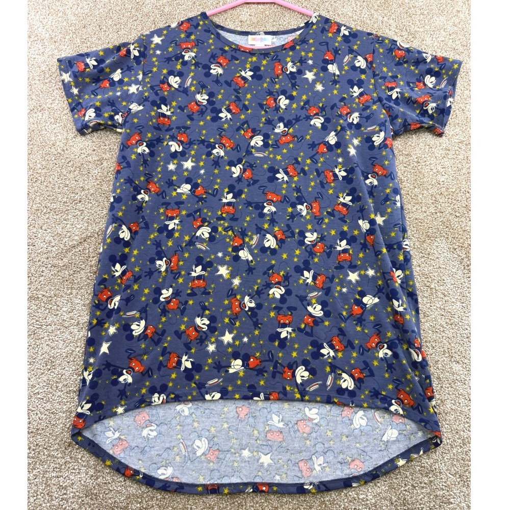 LuLaRoe Disney Mickey Mouse Star Girls Irma Tunic Top Navy Blue Womens 14 L XL‎